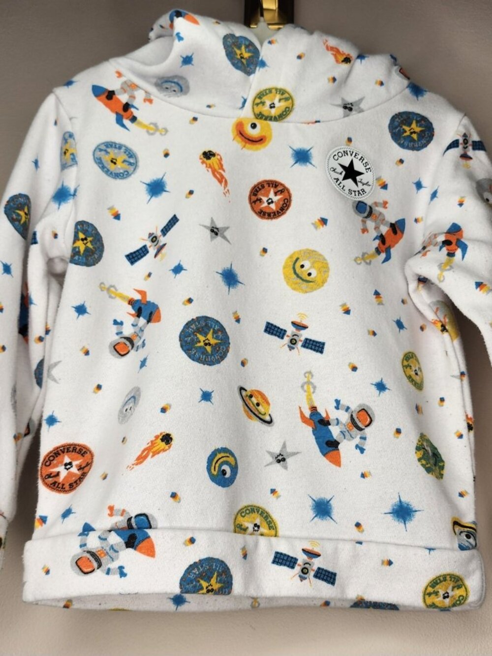 Converse Chuck Taylor All Star Kids Sweatshirt — White, 24M | Space Print